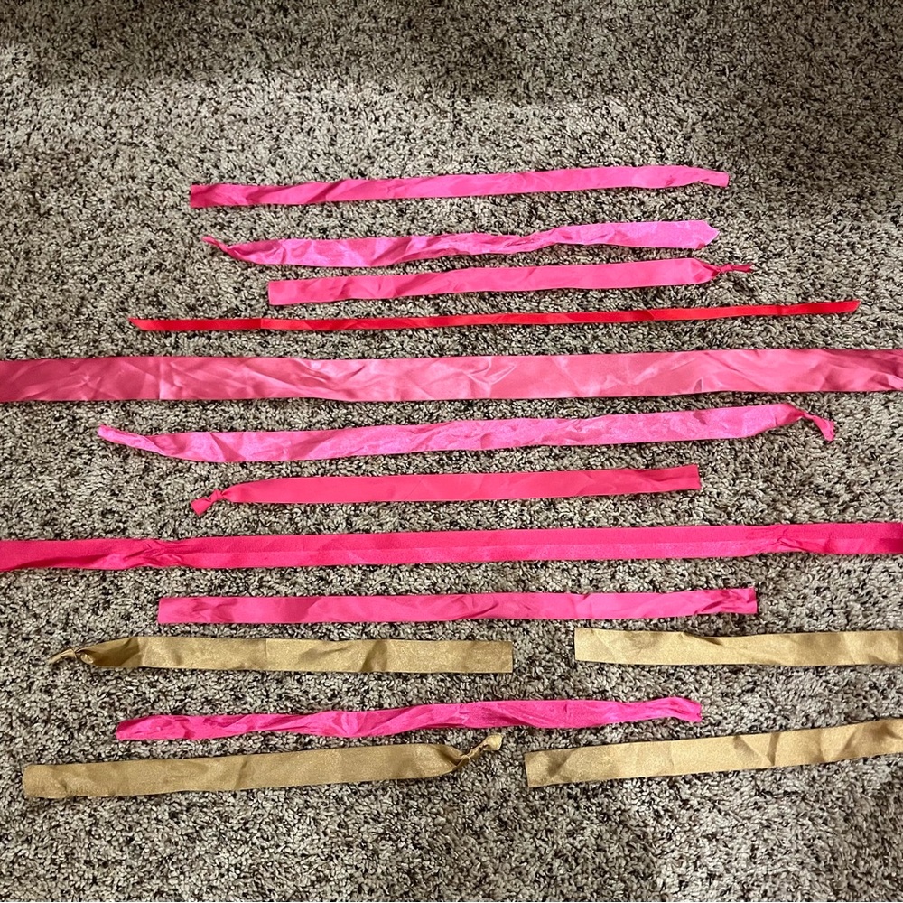 Pink Gold Red Ribbon Lot-14 pieces